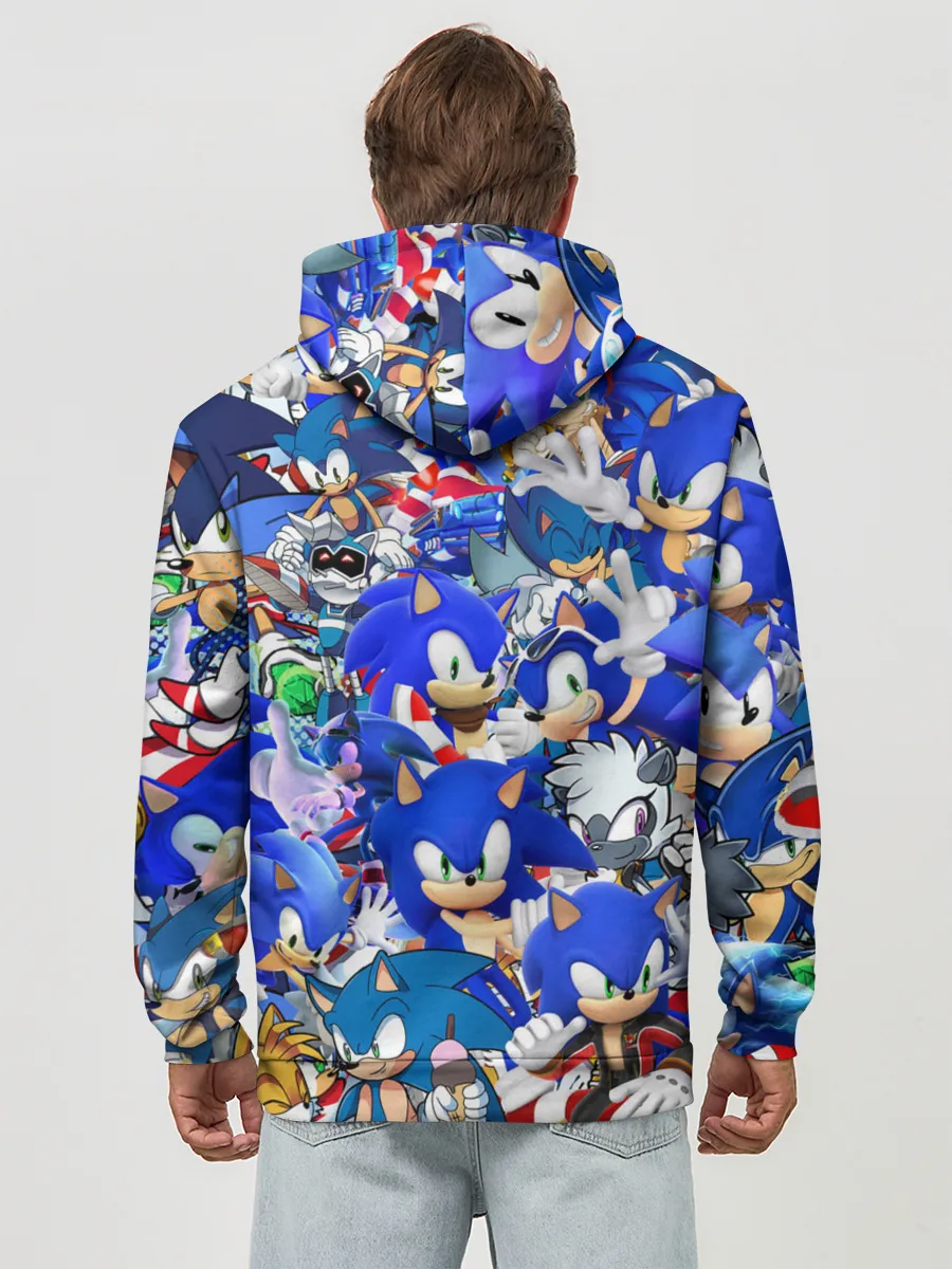 Худи мужской база хлопок / SONIC СИНИЙ ЁЖ СОНИК