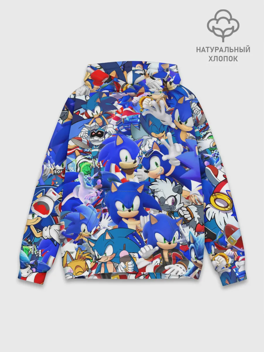Худи мужской база хлопок / SONIC СИНИЙ ЁЖ СОНИК