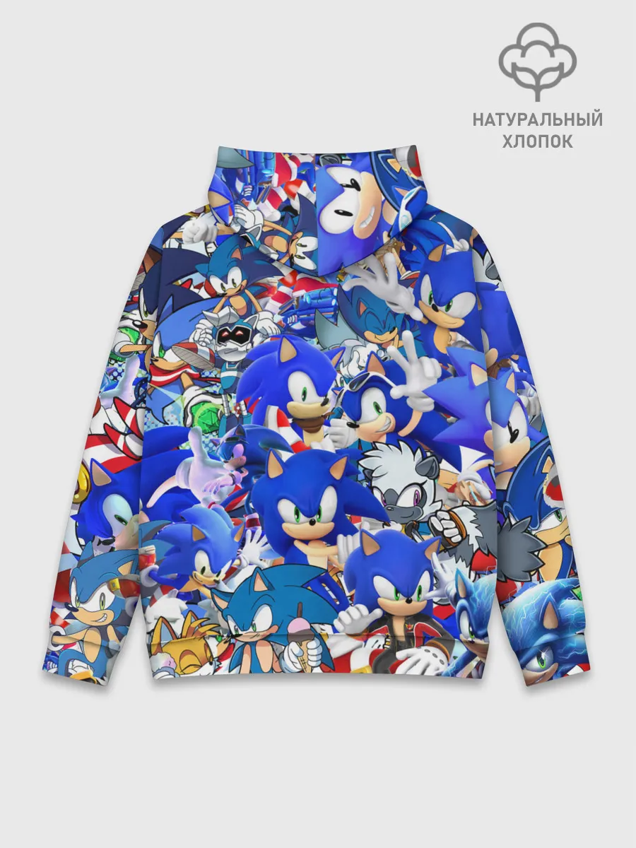 Худи мужской база хлопок / SONIC СИНИЙ ЁЖ СОНИК