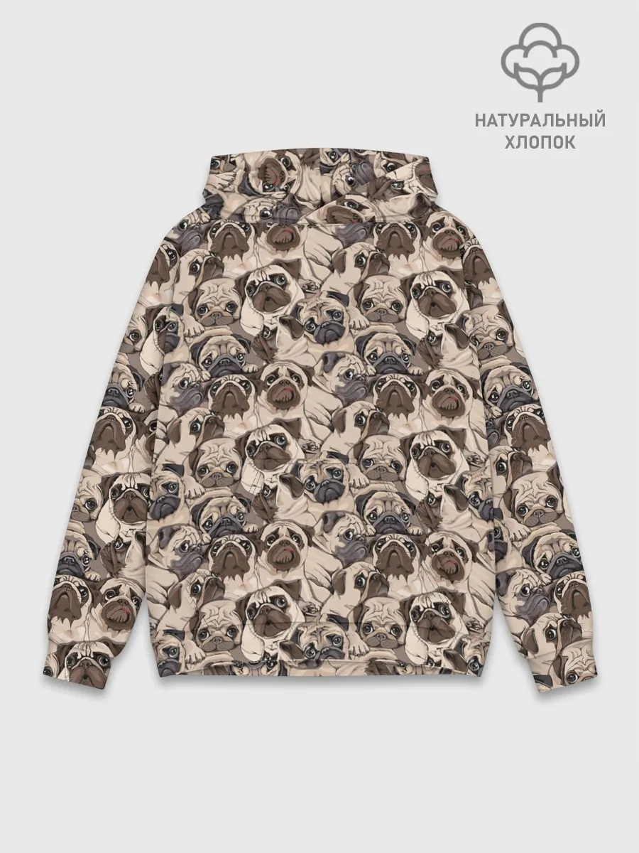 Худи мужской база хлопок / Мопсы