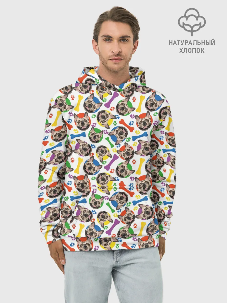 Худи мужской база хлопок / Французский Бульдог