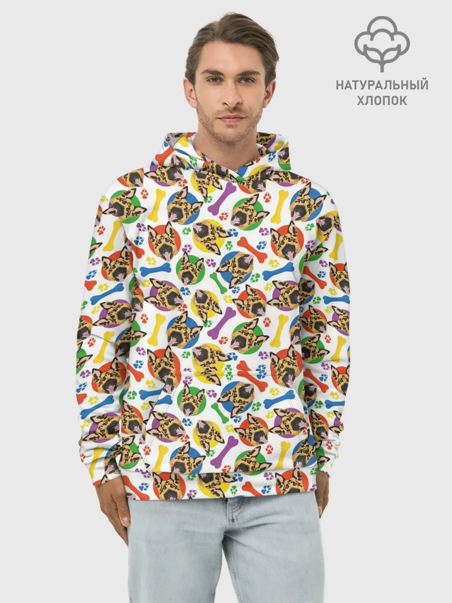 Худи мужской база хлопок / Немецкая Овчарка