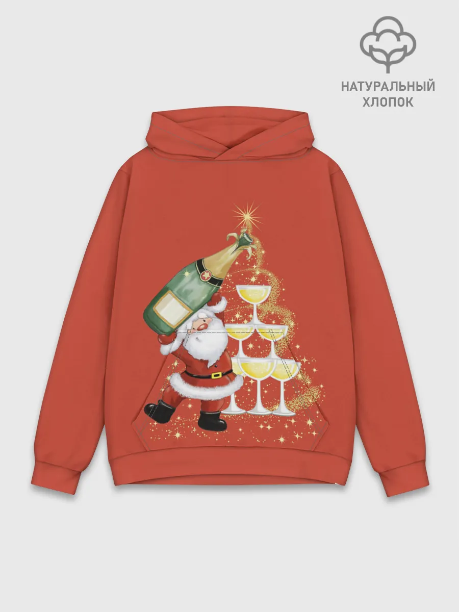 Худи мужской база хлопок / Дед Мороз и шампанское