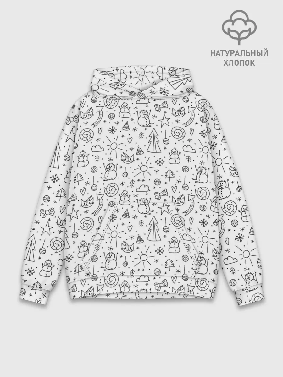 Худи мужской база хлопок / Зимнее дудл настроение