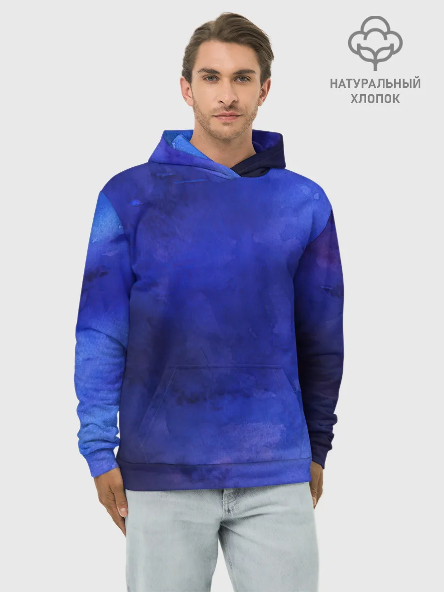 Худи мужской база хлопок / Синее размытие