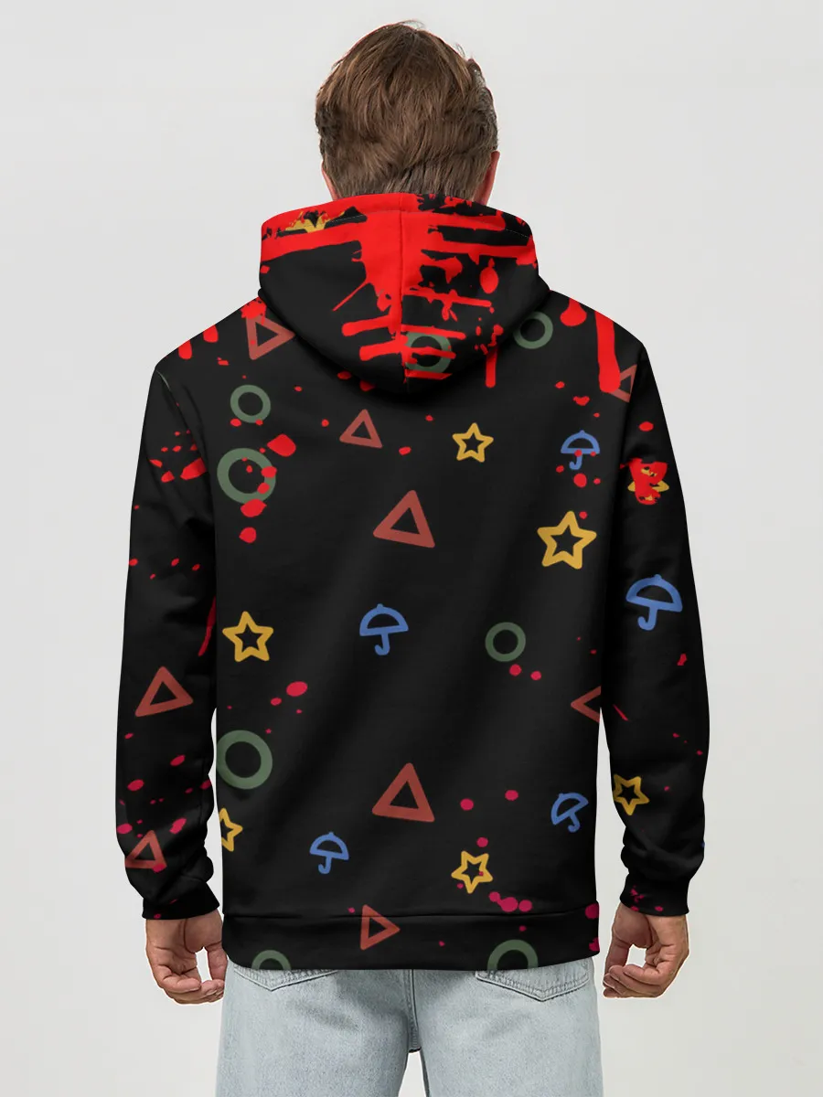 Худи мужской база хлопок / Игра в кальмара: Паттерн фигурок.