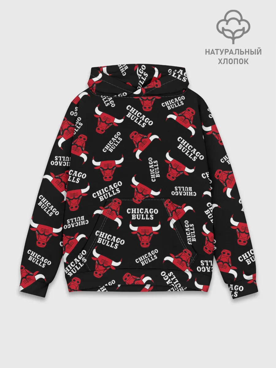 Худи мужской база хлопок / CHICAGO BULLS БЫКИ УЗОР