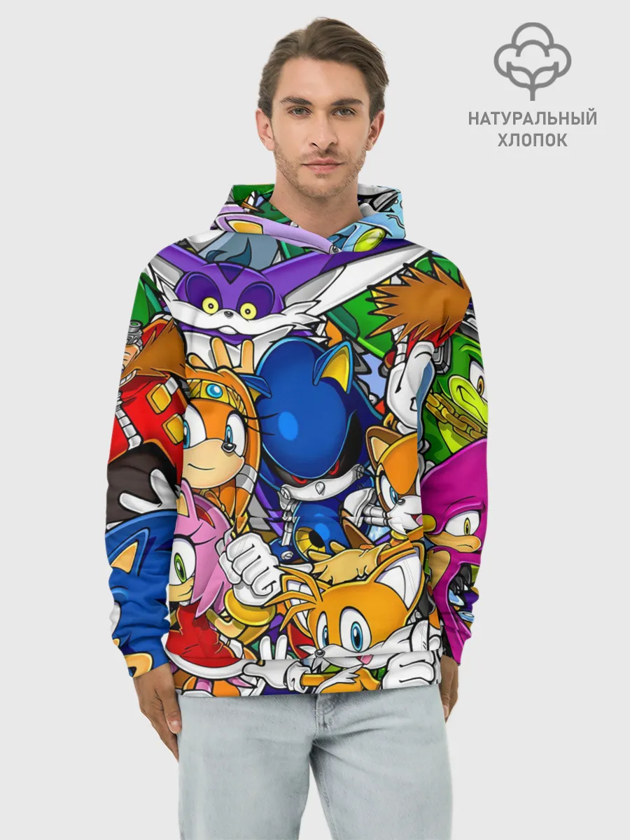 Худи мужской база хлопок / КИБЕР СОНИК | CYBER SONIC ROBOT