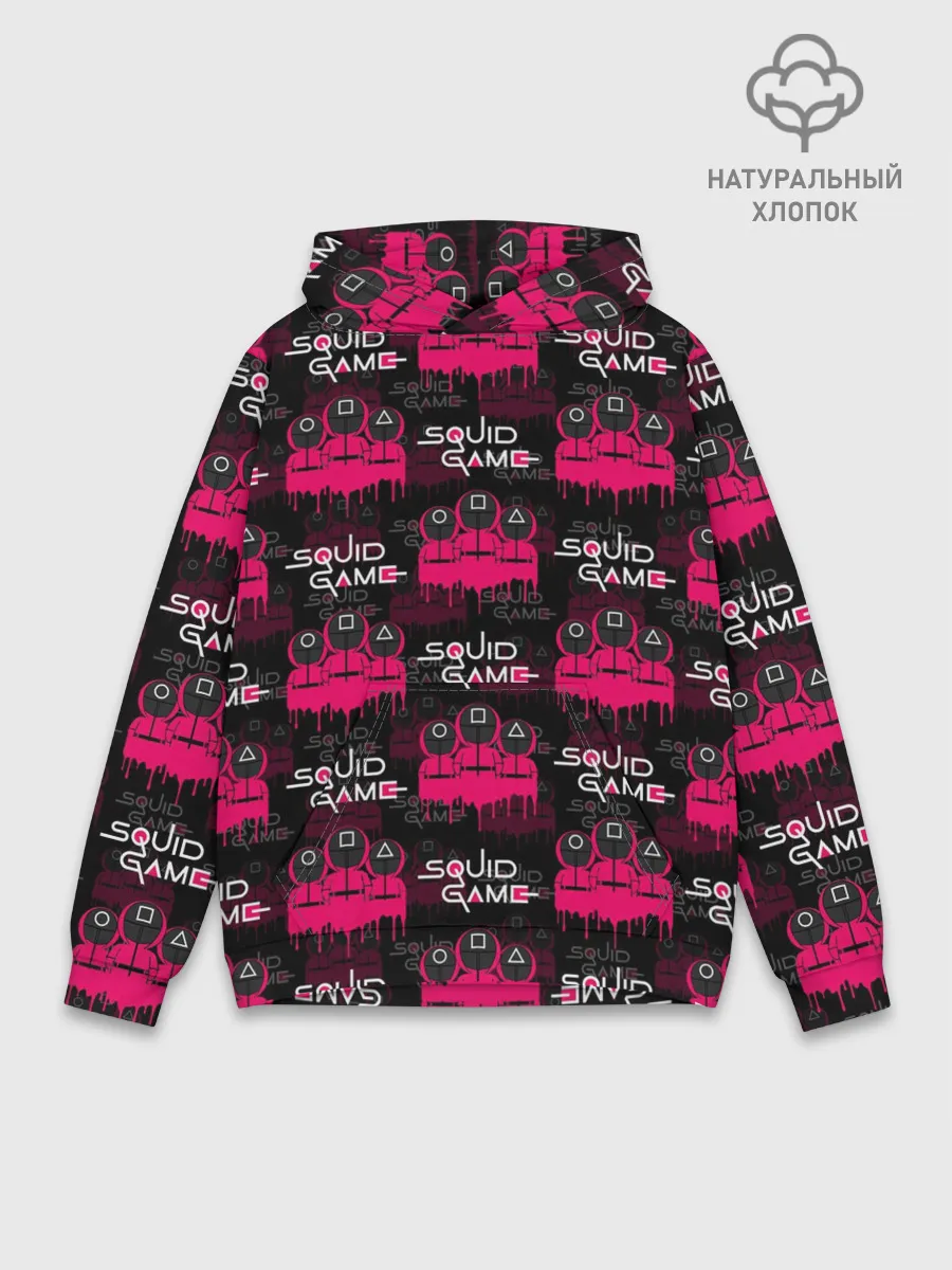 Худи мужской база хлопок / ИГРА В КАЛЬМАРА / SQUID GAME / PATTERN