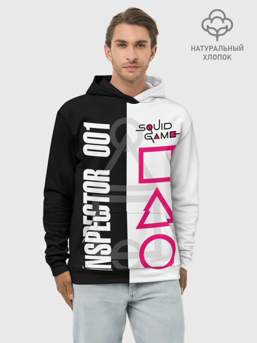 Худи мужской база хлопок / Squid Game: Inspector 001