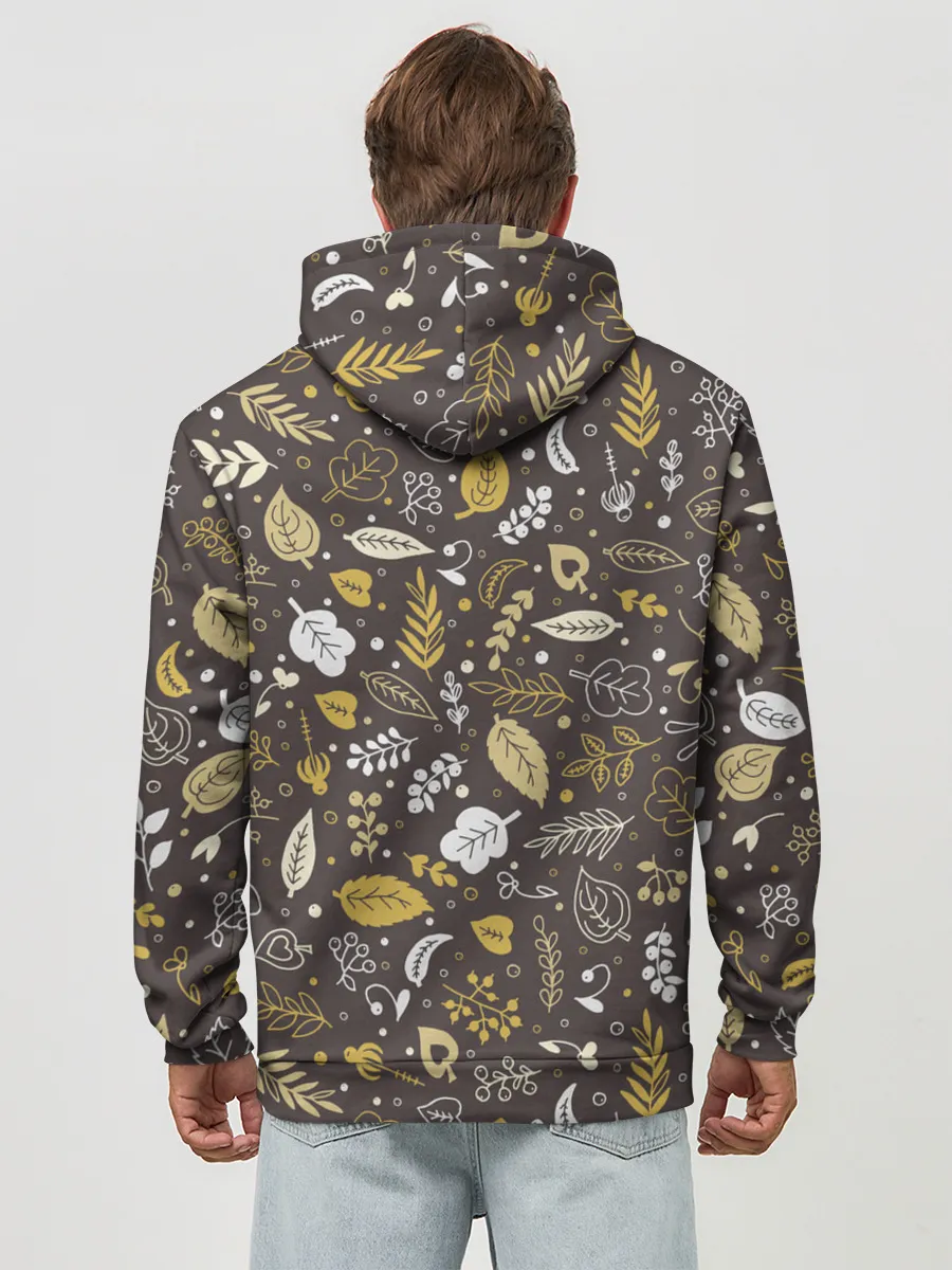 Худи мужской база хлопок / Осенние листья и ягодки