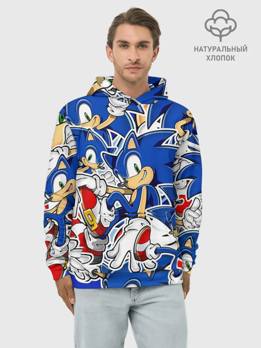 Худи мужской база хлопок / SONIC ПАТТЕРН / СОНИК