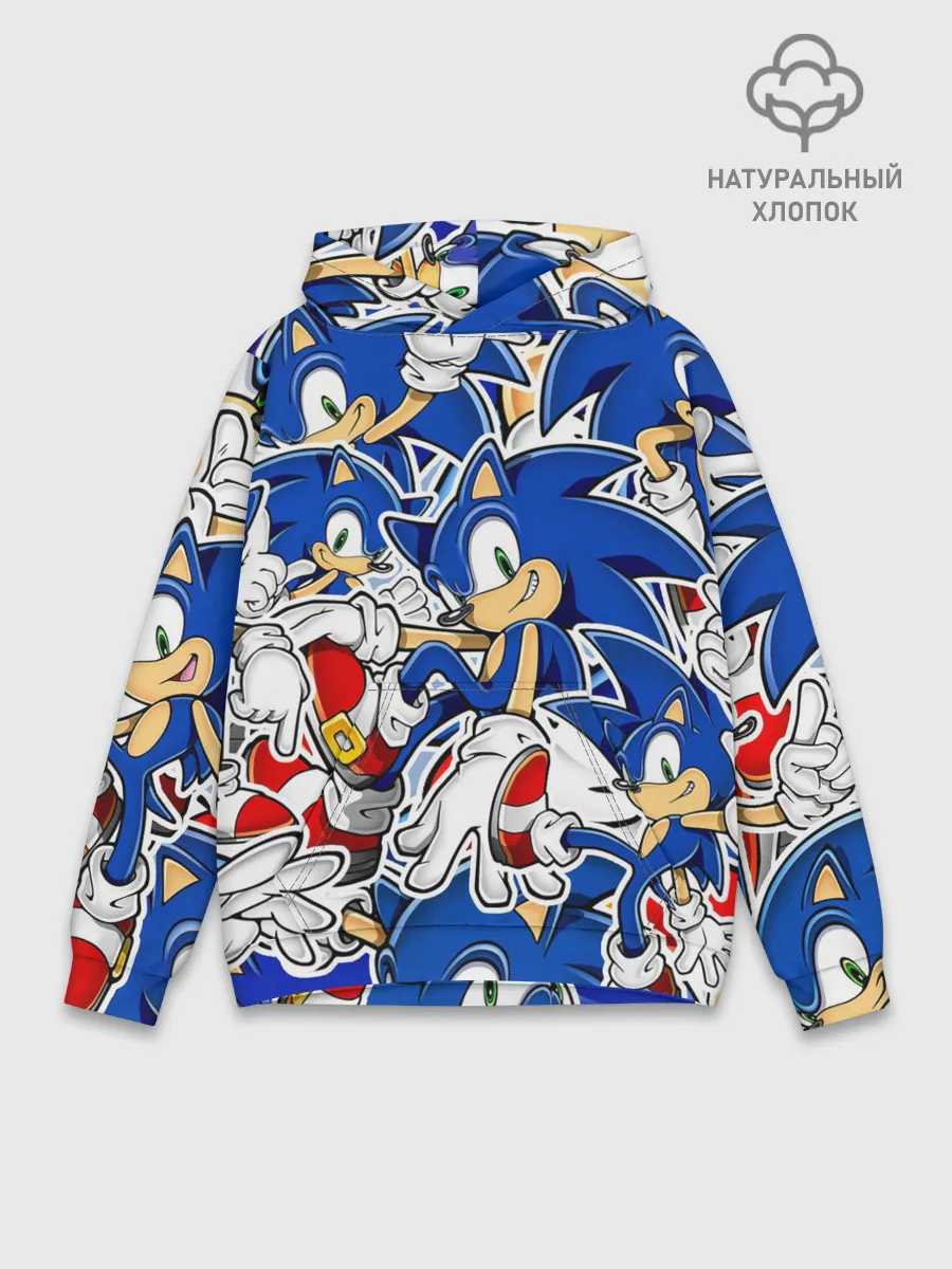 Худи мужской база хлопок / SONIC ПАТТЕРН / СОНИК