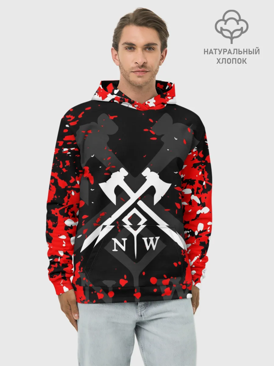 Худи мужской база хлопок / NEW WORLD / НЬЮ ВОРЛД / БРЫЗГИ
