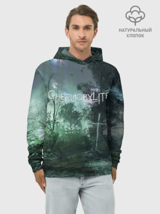Худи мужской база хлопок / Chernobylite игровой арт