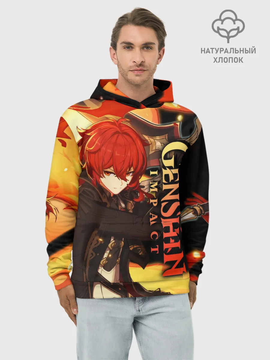 Худи мужской база хлопок / Геншин импакт: Дилюк
