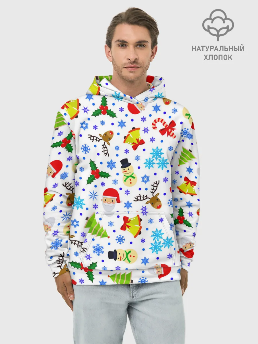 Худи мужской база хлопок / Новогодний - Рождественский узор
