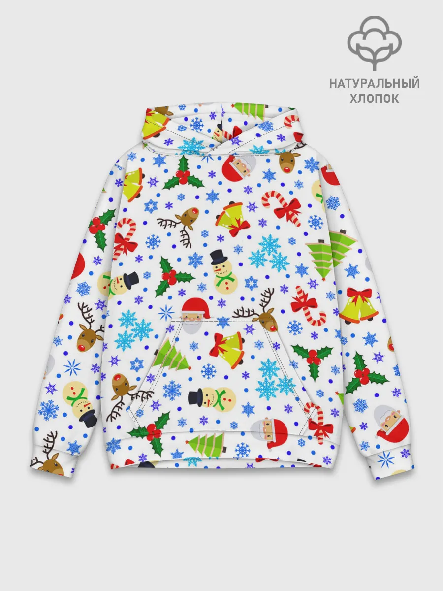 Худи мужской база хлопок / Новогодний - Рождественский узор
