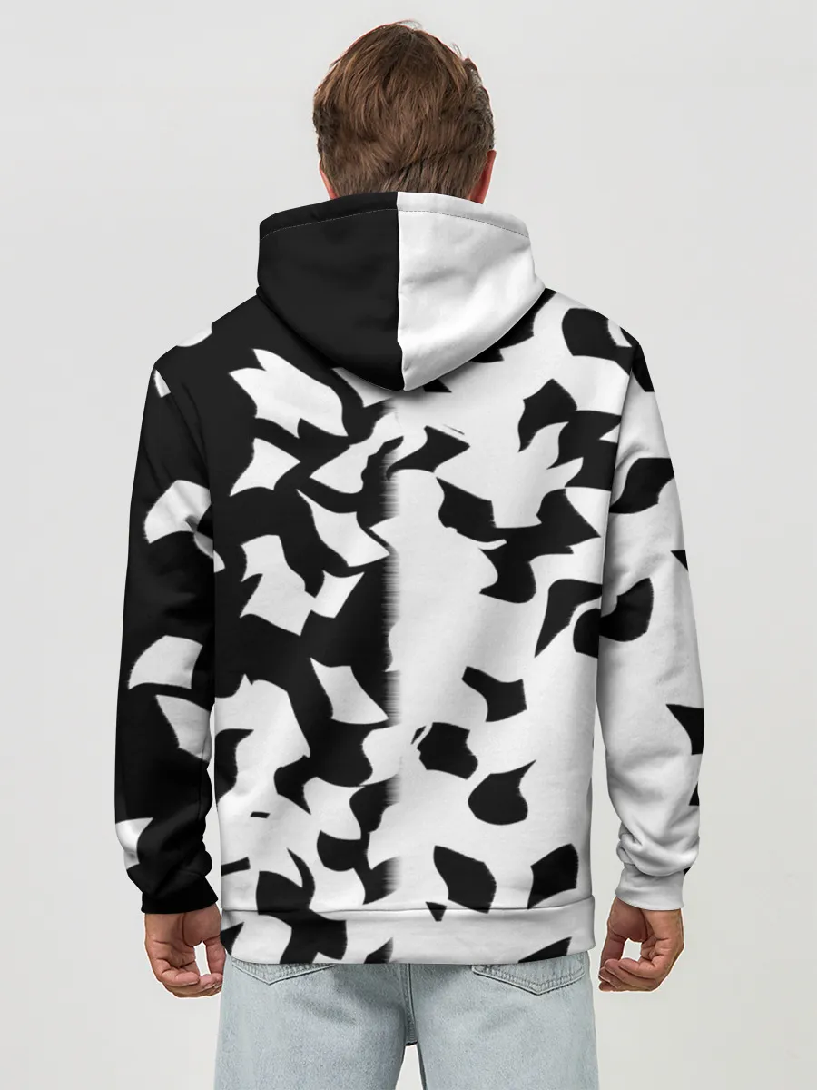 Худи мужской база хлопок / черно-белый камуфляж