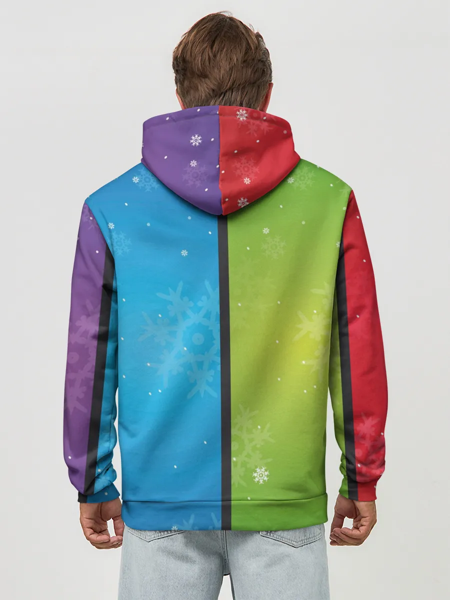 Худи мужской база хлопок / Цветное рождество Snowflake