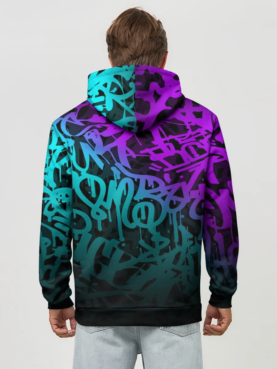 Худи мужской база хлопок / НЕОНОВОЕ ГРАФФИТИ / NEON