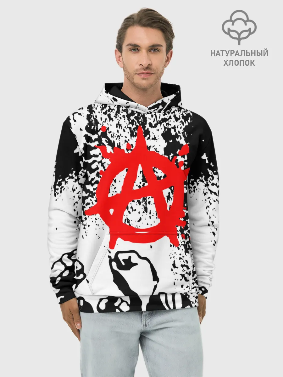 Худи мужской база хлопок / АНАРХИЯ / РЕВОЛЮЦИЯ,