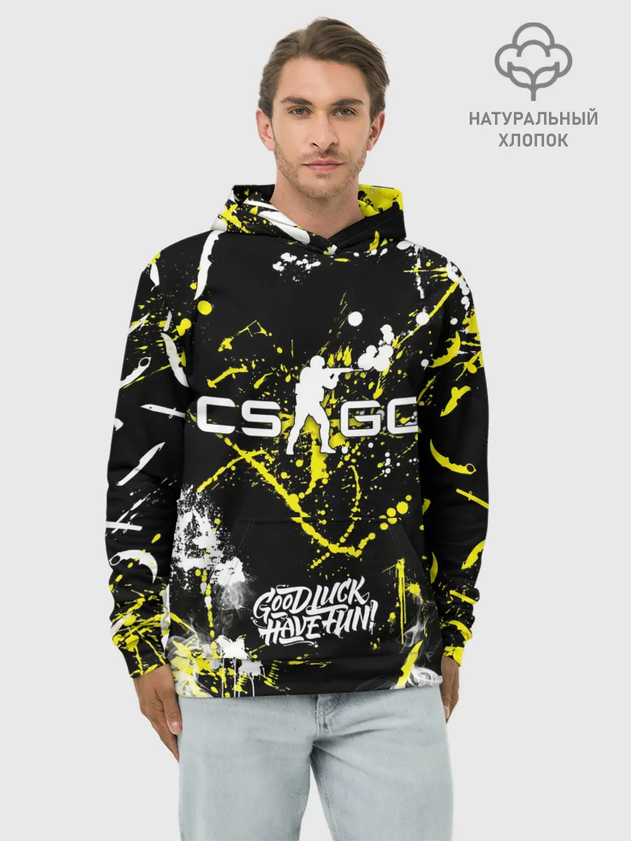 Худи мужской база хлопок / CS:GO Брызги красок