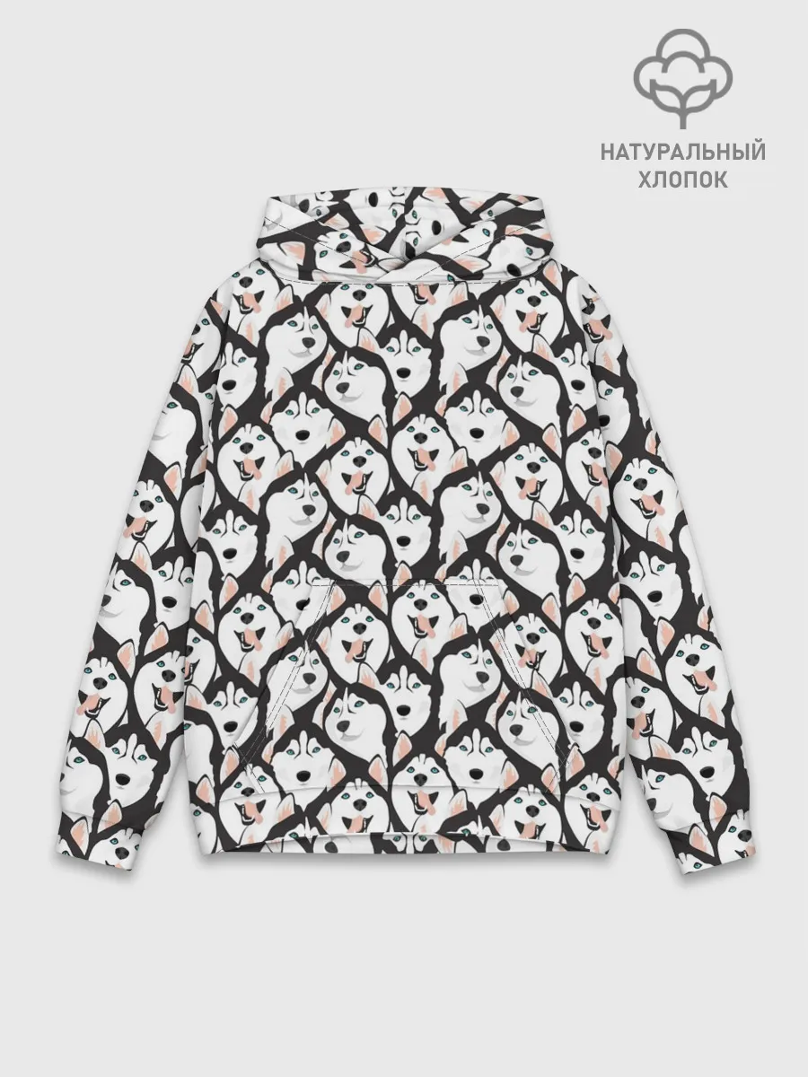 Худи мужской база хлопок / Сибирский Хаски