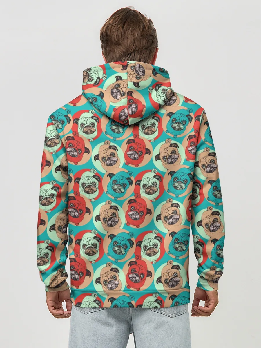 Худи мужской база хлопок / Прикольные Мопсы