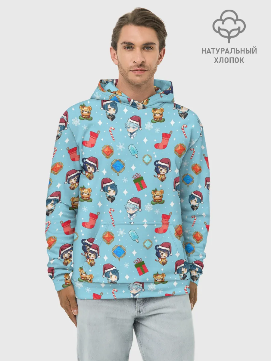 Худи мужской база хлопок / GI Christmas Pattern