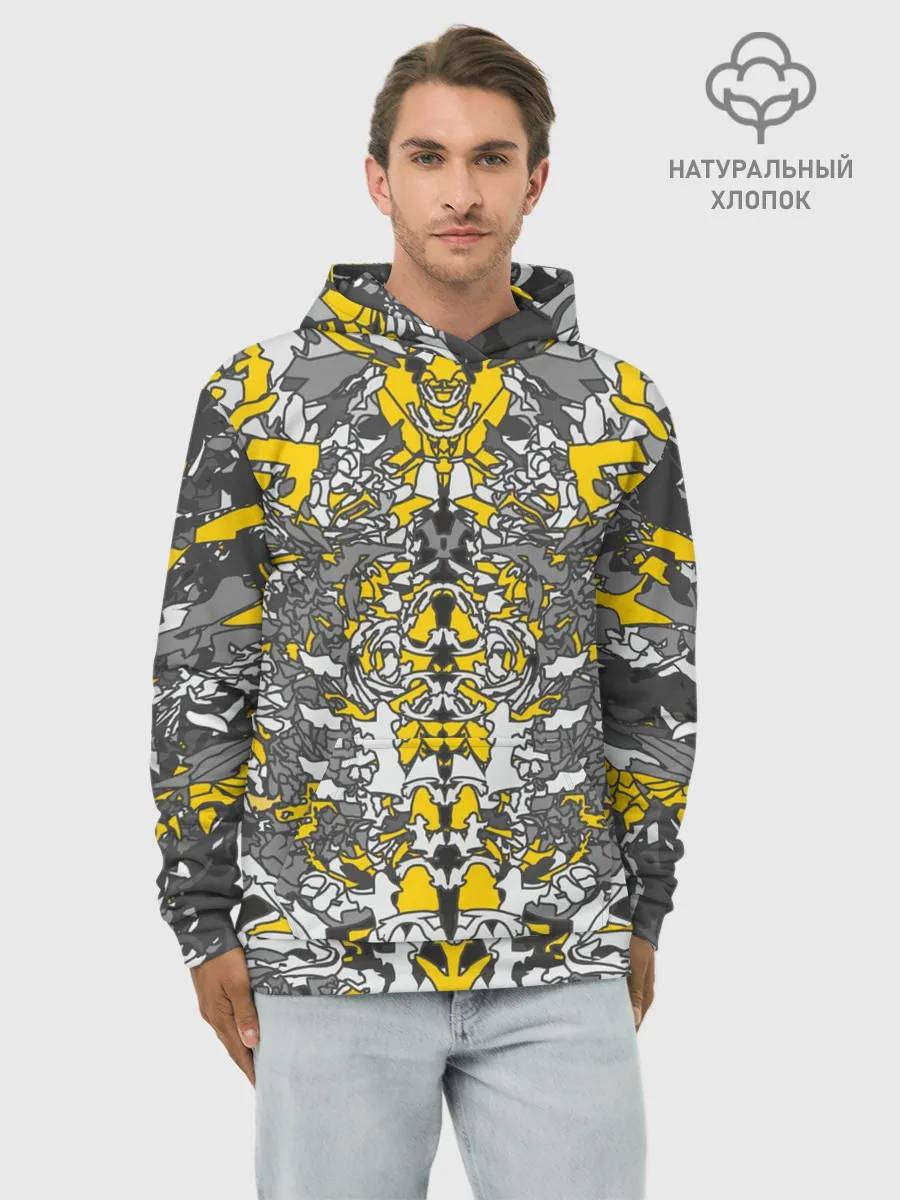 Худи мужской база хлопок / Жёлтый каменный дракон