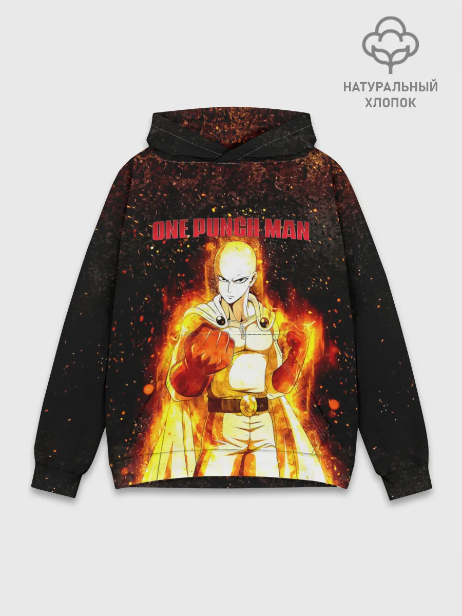 Худи мужской база хлопок / Сайтама в огне | One Punch-Man