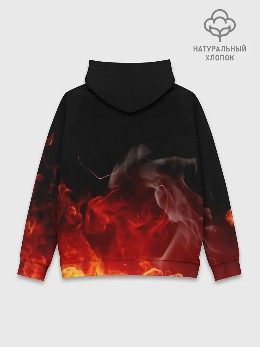 Худи мужской база хлопок / Кулак One Punch-Man в огне