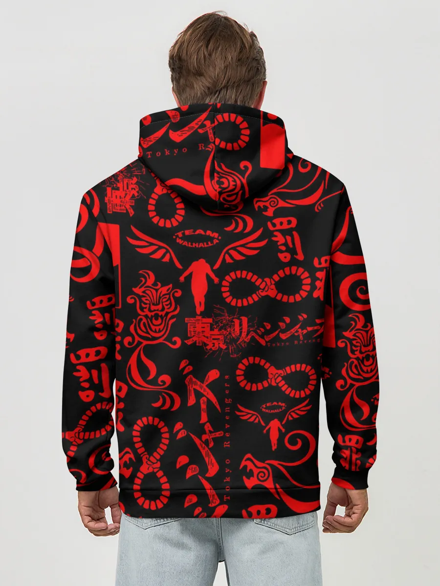 Худи мужской база хлопок / ТОКИЙСКИЕ МСТИТЕЛИ КРАСНЫЕ ТАТУ