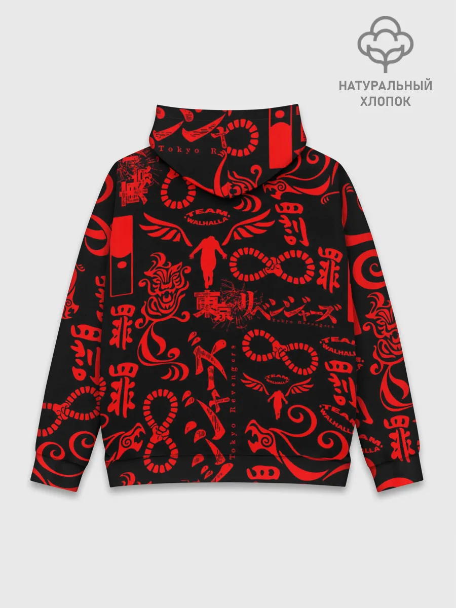 Худи мужской база хлопок / ТОКИЙСКИЕ МСТИТЕЛИ КРАСНЫЕ ТАТУ
