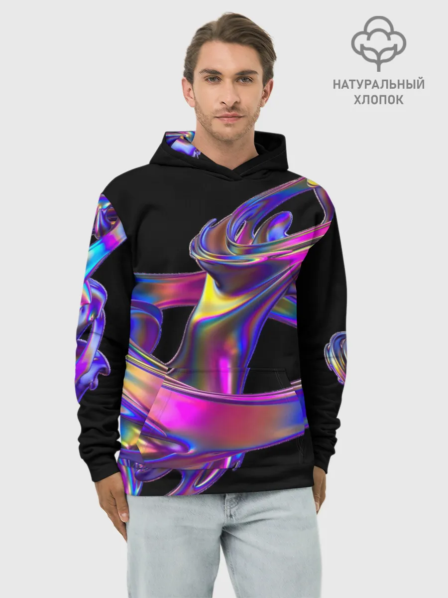 Худи мужской база хлопок / Голографический ураган