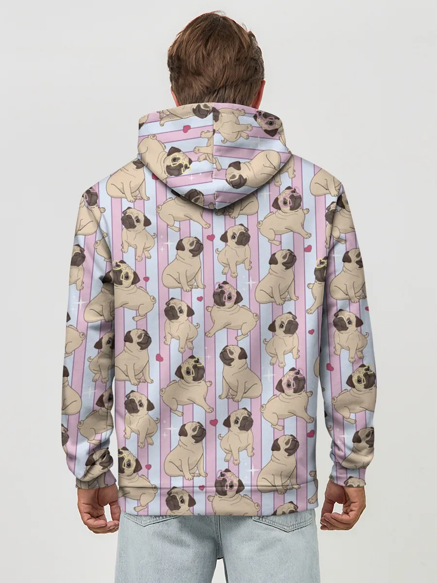 Худи мужской база хлопок / Забавные Мопсы