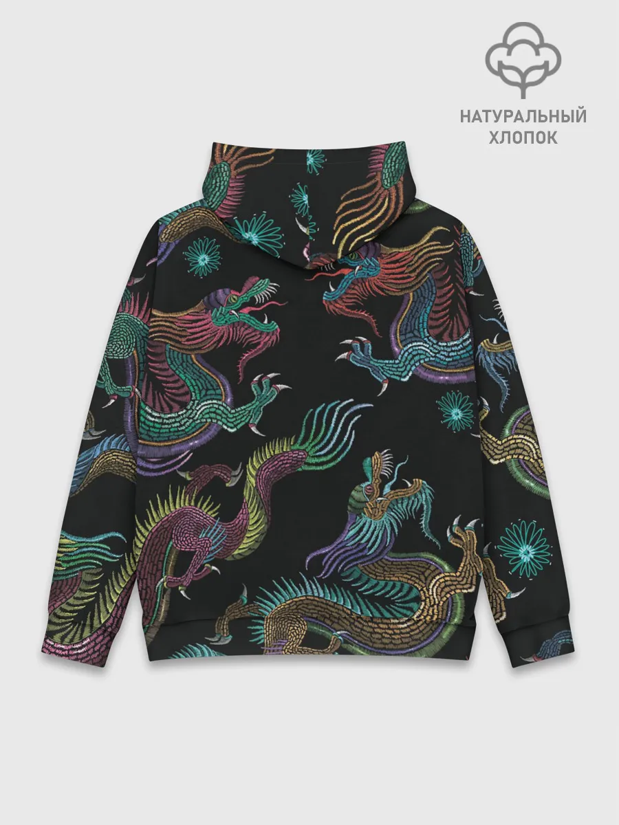 Худи мужской база хлопок / Цветные драконы