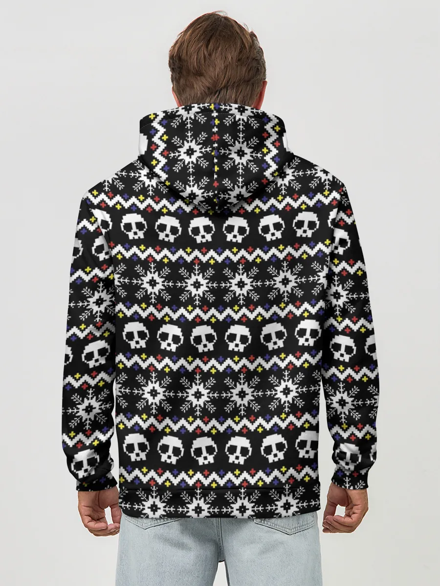 Худи мужской база хлопок / Свитер с черепами.