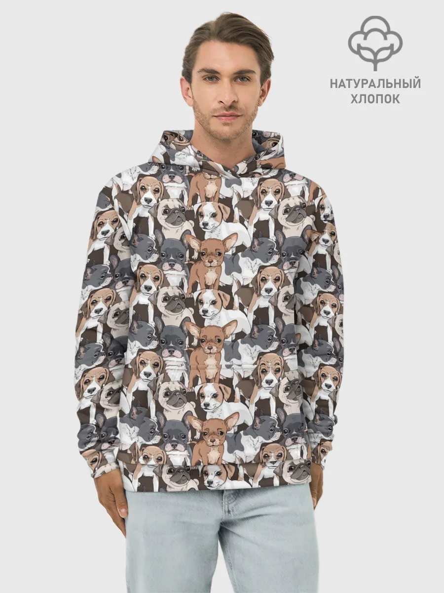 Худи мужской база хлопок / Щенки Разных Пород