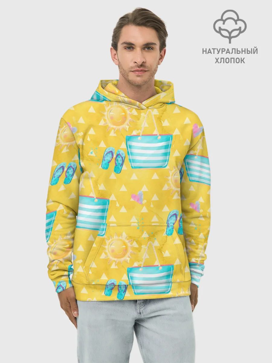 Худи мужской база хлопок / Летний песочный пляж