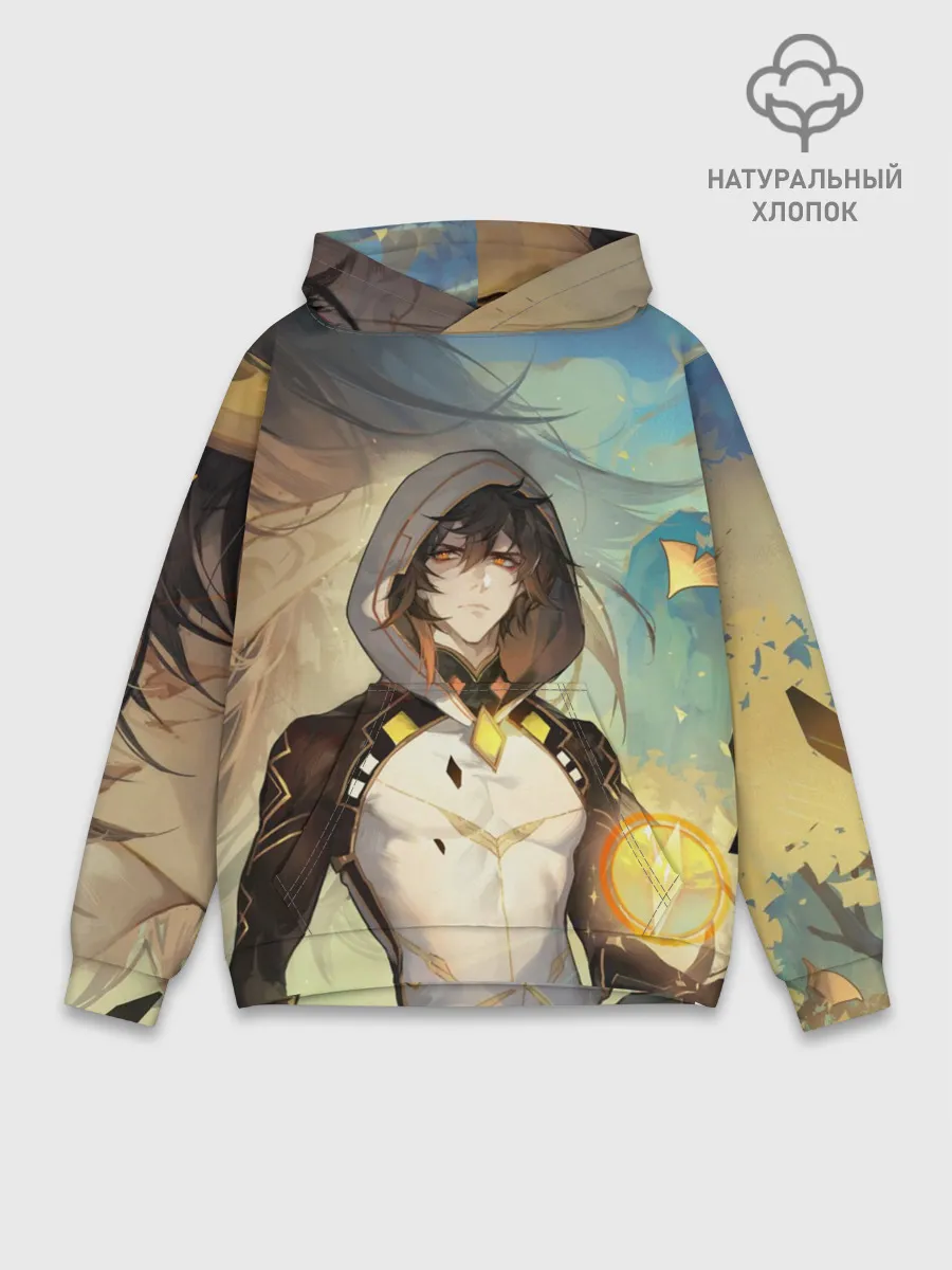 Худи мужской база хлопок / Чжун Ли, Zhongli, Genshin Impact