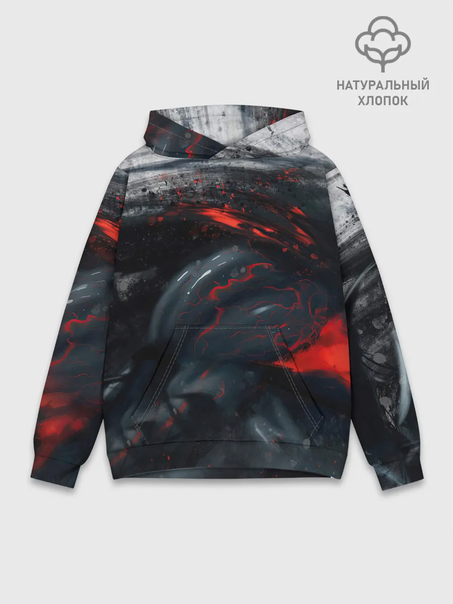 Худи мужской база хлопок / ЧЁРНЫЙ СИМБИОТ / ГРАНЖ / BLACK MONSTER