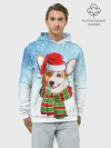Худи мужской база хлопок / Новогодний Корги / New Years Corgi