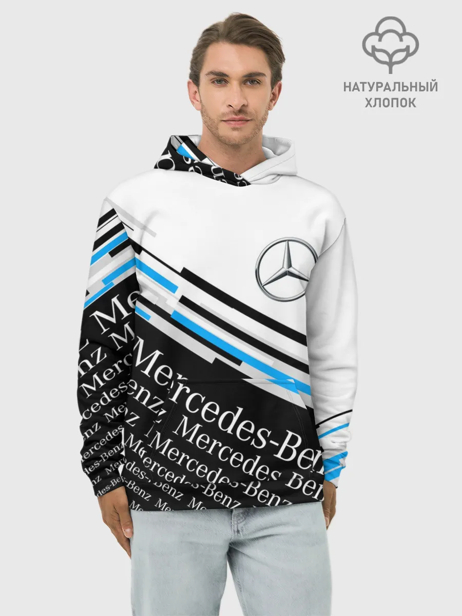 Худи мужской база хлопок / MERCEDES-BENZ / МЕРСЕДЕС-БЕНЗ / BLUE