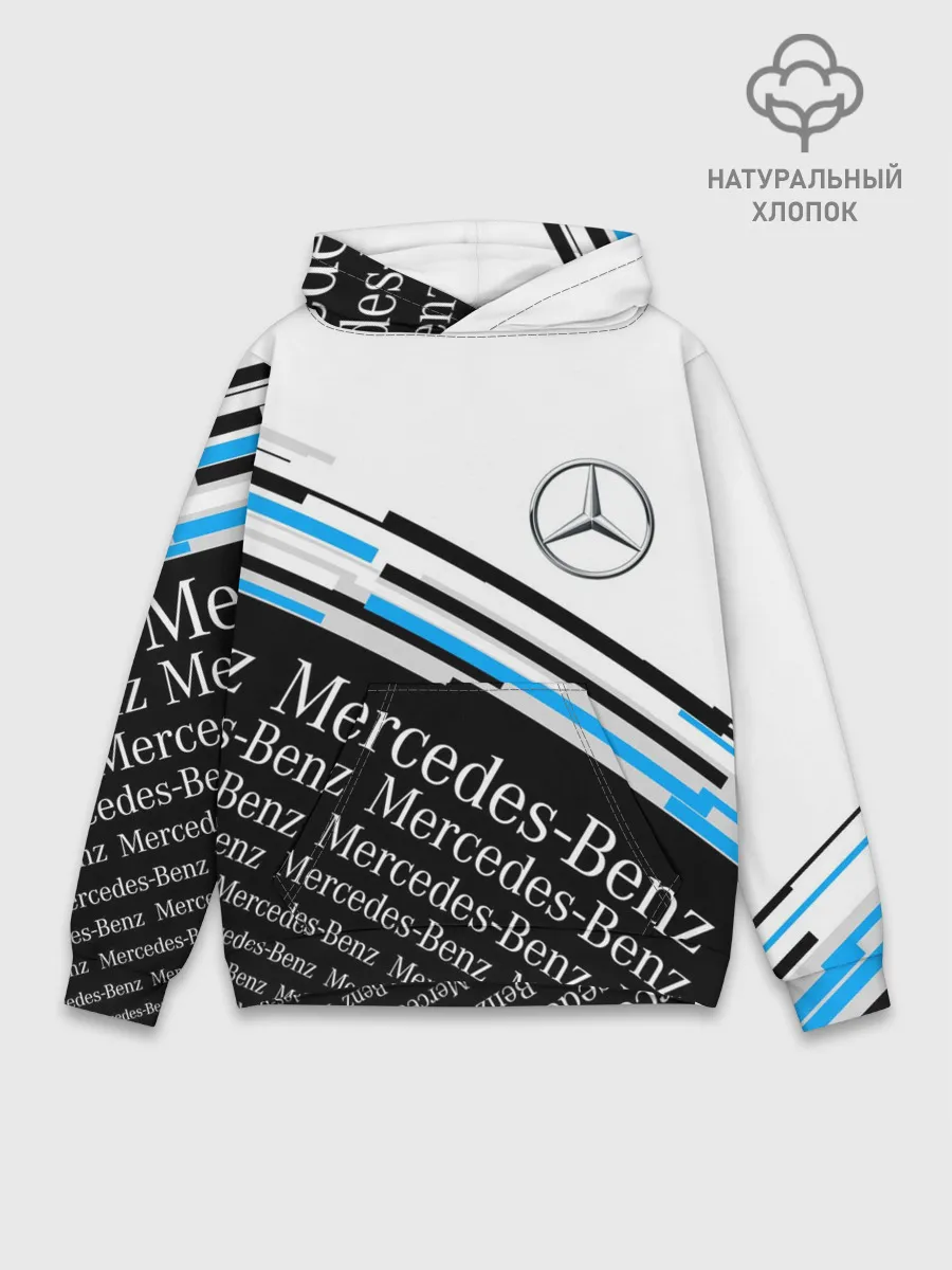 Худи мужской база хлопок / MERCEDES-BENZ / МЕРСЕДЕС-БЕНЗ / BLUE