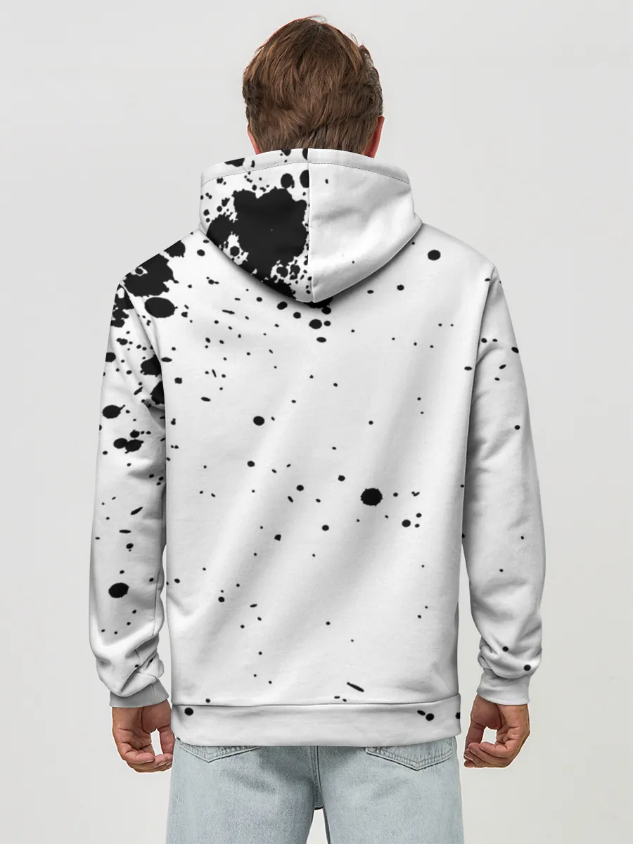 Худи мужской база хлопок / One Punch-Man черные брызги Сайтама