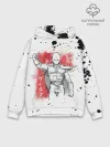 Худи мужской база хлопок / One Punch-Man черные брызги Сайтама