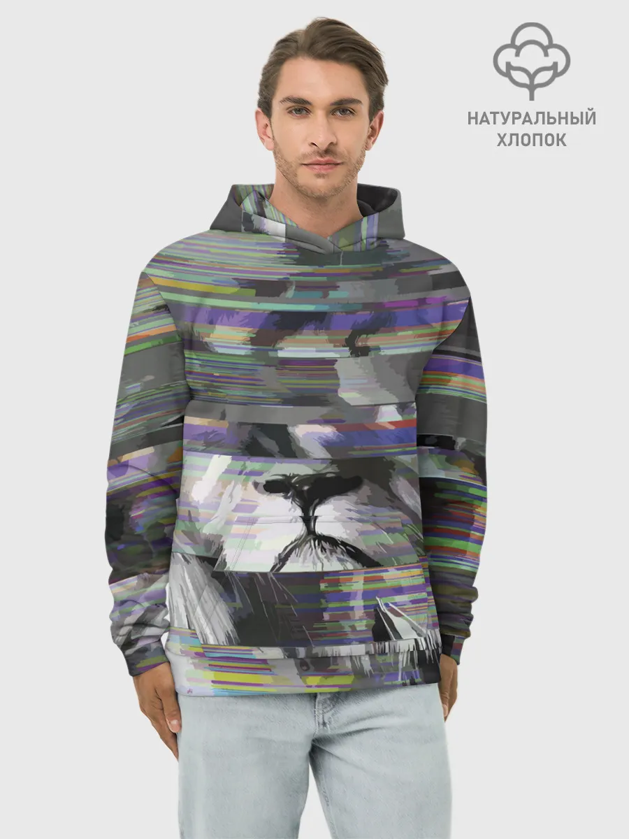 Худи мужской база хлопок / Glitch lion 2020