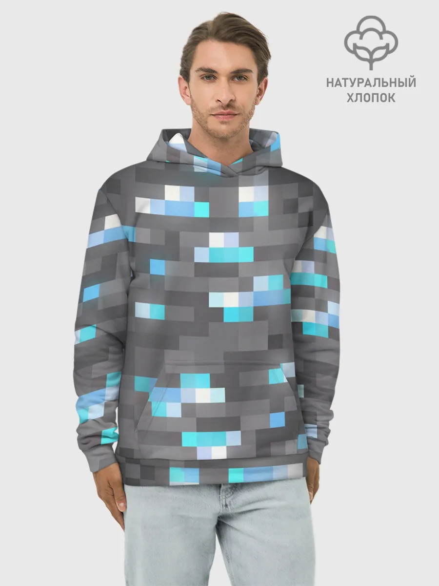 Худи мужской база хлопок / АЛМАЗНАЯ РУДА | DIAMOND ORE | MINCRAFT